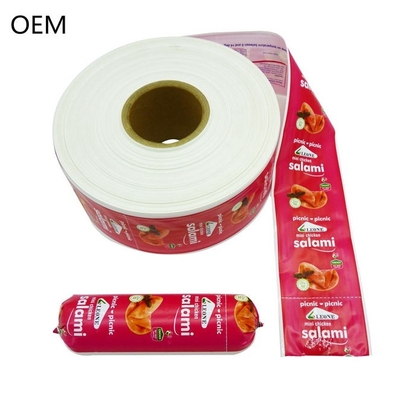 OEM sosis plastik kabuklar gıda sınıfı kabuklar özel renk baskı logo özelleştirme