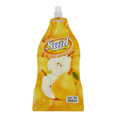 Gıda kalitesi meyve suyu ambalajı malzemesi Plastik nozelli kendi kendini taşıyan plastik torba