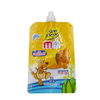 Gıda kalitesi meyve suyu ambalajı malzemesi Plastik nozelli kendi kendini taşıyan plastik torba