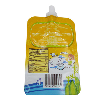 Gıda kalitesi meyve suyu ambalajı malzemesi Plastik nozelli kendi kendini taşıyan plastik torba