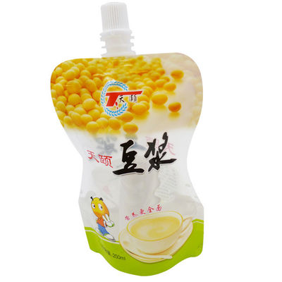 250ml Soya Sütü Doypack Nozul OEM Baskılı Stand Up Kılıfı