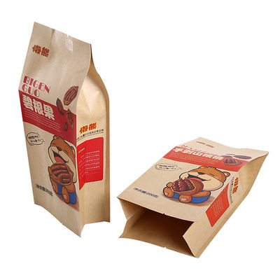 Doy Pack Gıda Ambalaj Torbaları Suya Dayanıklı Kraft Kağıt Stand Up Kilitli Torba